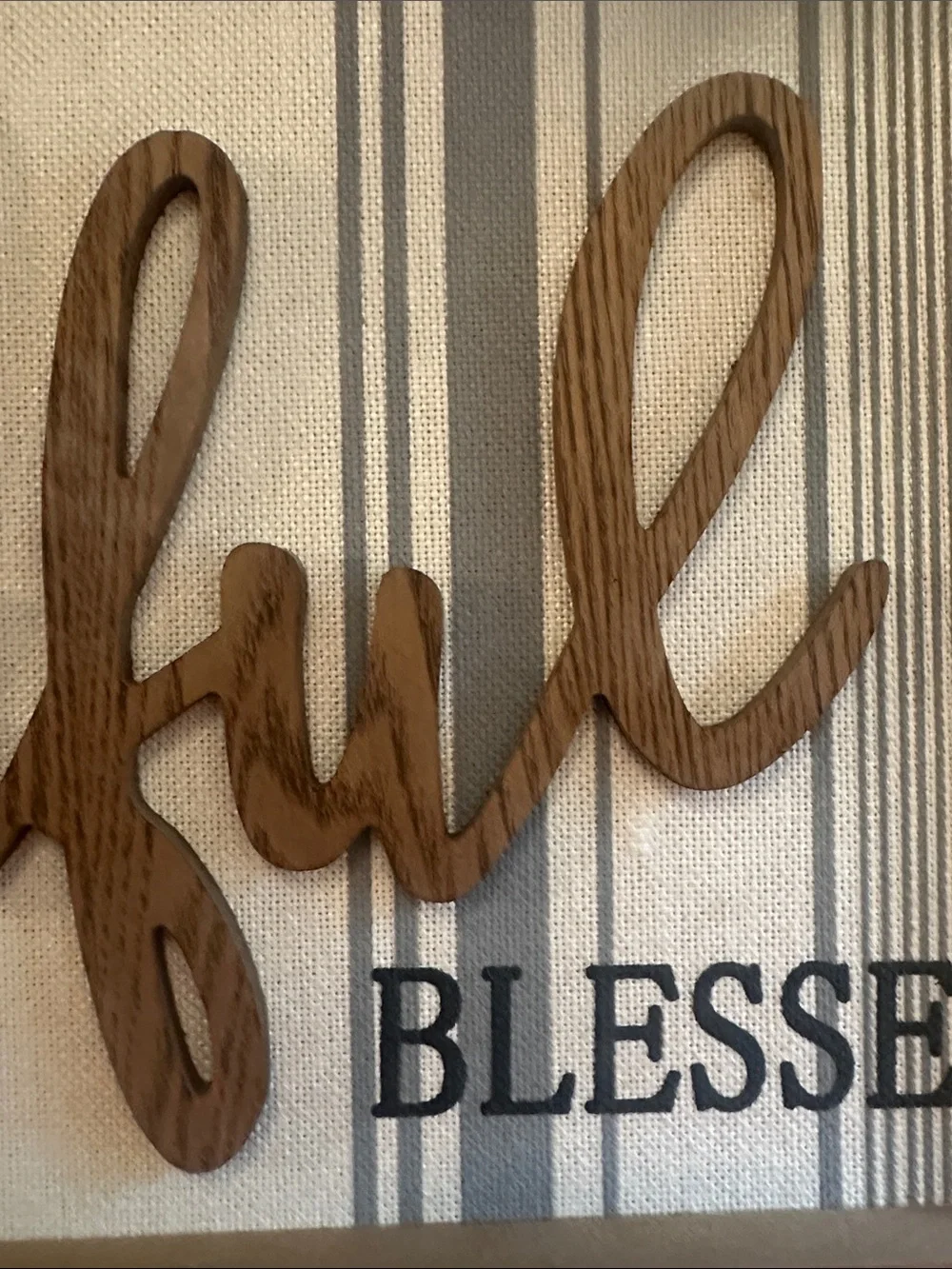 Grateful Thankful Blessed Wood Wall Sign - Neutral 24” x 12”